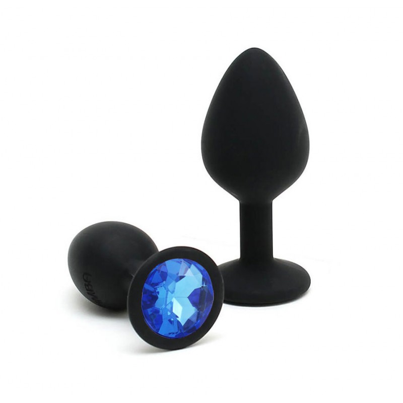 Adora Black Jewel Silicone Butt Plug - Dark Blue - Medium